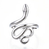 Non-Tarnish 304 Stainless Steel Snake Open Cuff Ring for Women RJEW-N040-01-2