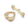 Brass Micro Pave Clear Cubic Zirconia Toggle Clasps KK-Q278-005-NF-4