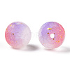 Frosted Baking Paint Crackle Glass Beads with Glitter Powder DGLA-T004-8mm-01D-2