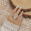 Oval Plastic Imitation Pearl & Rhinestones Finger Rings ZZ6722-2