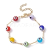 Lampwork Evil Eye Link Chain Bracelets BJEW-JB10043-1