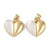 Brass Pave Natural Shell Heart Charms KK-P283-07G-1
