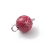 Dyed Natural Imperial Jasper Round Connector Charms PALLOY-JF04248-01-5