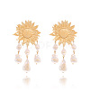 Alloy Imitation Pearl Sunflower Tassel Chandelier Earrings for Women WGA0AF8-01-2