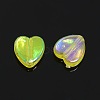 Yellow AB color Plated Acrylic Heart Beads X-PL539-831-1