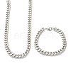 304 Stainless Steel Cuban Link Chain Bracelets & Necklaces Jewelry Sets SJEW-B019-03C-P-3