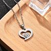 304 Stainless Steel Crystal Rhinestone Heart Pendant Cable Chain Necklaces for Women NJEW-Z056-01D-P-3