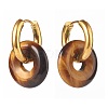 Handmade Natural Tiger Eye Dangle Hoop Earrings EJEW-JE04577-02-2