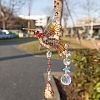 Wire Wrapped Glass Beads & Metal Bird Hanging Ornaments PW-WG06B21-01-4