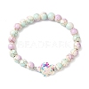 Baking Paint Synthetic Turquoise Round & Tortoise Beads Stretch Bracelets for Men Women BJEW-JB12340-01-2