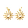 Brass Cubic Zirconia Charms ZIRC-C022-18G-1
