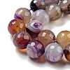 Faceted Natural Banded Agate Beads Strands G-F447-12mm-O07-4