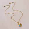 Vintage Style 304 Stainless Steel and Synthetic Turquoise Textured Disc Pendant Necklaces for Women JC9668-4