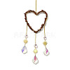 Heart Natural Red Jasper Chips Hanging Ornaments HJEW-G024-01F-2