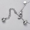 Brass Textured Heart Charm Anklets AJEW-B005-06P-3