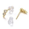 Brass Micro Pave Clear Cubic Zirconia Stud Earring Findings ZIRC-L098-044G-3