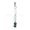 Faceted Round Natural Quartz Crystal & Green Aventurinee & Malachite Beaded Pendants PALLOY-JF03529-06-1
