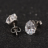 Teardrop 304 Stainless Steel Cubic Zirconia Pendant Necklaces and Stud Earrings SJEW-D069-01-5