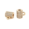 Brass Micro Pave Clear Cubic Zirconia Tube Bails KK-B100-015G-2