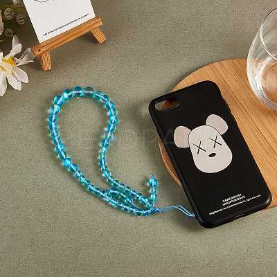 Round Synthetic Moonstone Beaded Mobile Straps HJEW-SW00042-06-1