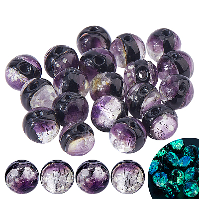 20Pcs Luminous Crackle Glass Beads GLAA-FH0001-89A-1