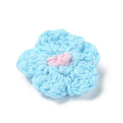 Two Tone Plum Blossom Handmade Crochet Cotton Ornament Accessories AJEW-WH0326-51I-1