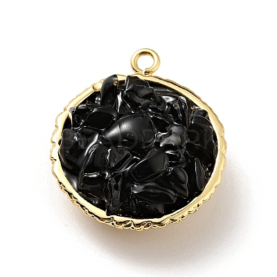 Natural Black Onyx Chip Pendants KK-C242-05G-10-1