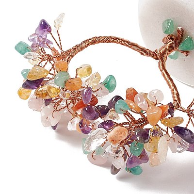 Natural Gemstone Chips and Natural White Jade Pedestal Display Decorations DJEW-G027-14RG-1