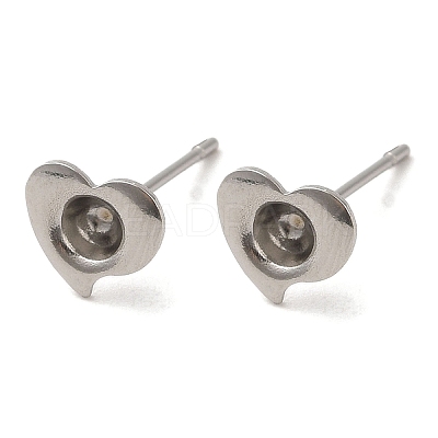 Non-Tarnish Heart 201 Stainless Steel Stud Earring Findings STAS-Q315-02P-1