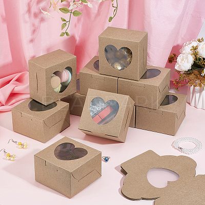 Square Kraft Paper Muffin Storage Gift Boxes CON-WH0095-95B-1