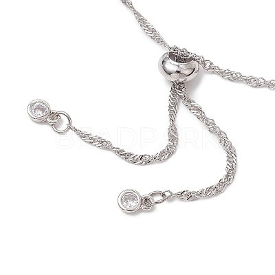 304 Stainless Steel Singapore Chain Slider Bracelet Making AJEW-JB01328-02-1