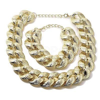 Electroplated CCB Curb Chain Necklace & Bracelets Set SJEW-G084-01G-1