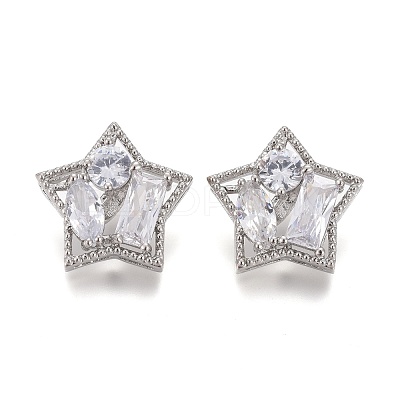 Brass Micro Pave Clear Cubic Zirconia Shank Buttons KK-H738-27P-1