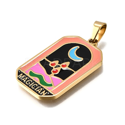 Tarot 304 Stainless Steel Enamel Pendants STAS-M119-09E-G-1