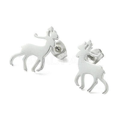 Non-Tarnish Cute Little Animal Theme 304 Stainless Steel Stud Earrings EJEW-B041-03F-P-1