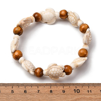 Sea Turtle Synthetic Turquoise Stretch Bracelets BJEW-JB10253-1