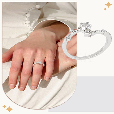 1Pc Alloy Micro Pave Clear Cubic Zirconia Finger Rings for Women RJEW-LP0002-16P-1