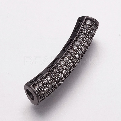 Brass Micro Pave Cubic Zirconia Tube Beads ZIRC-E143-22B-1