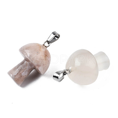 Natural Cherry Blossom Agate Pendants G-N0325-10H-1