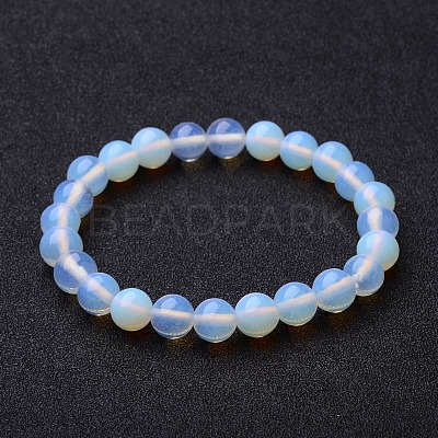Opalite Beaded Stretch Bracelets X-BJEW-F203-01-1
