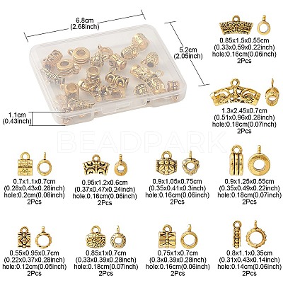 20Pcs 10 Style Tibetan Style Alloy Tube Bails FIND-YW0003-69-1