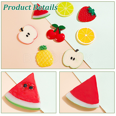 24Pcs 8 Styles Fruit Theme Plastic Cabochons KY-GA0001-25-1