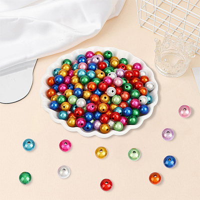 300Pcs Spray Painted Acrylic Beads MACR-PA0001-80-1