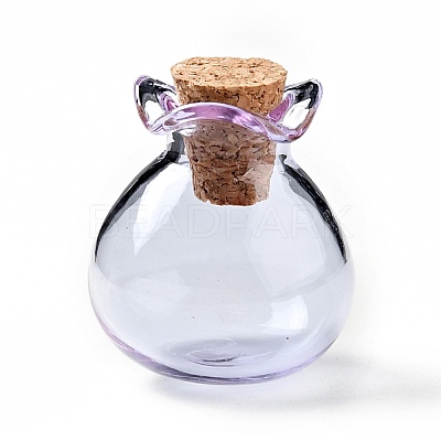 Lucky Bag Shape Glass Cork Bottles Ornament AJEW-A039-02F-1