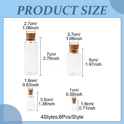 24Pcs 4 Styles Glass Jar Glass Bottles AJEW-FS0001-21-1