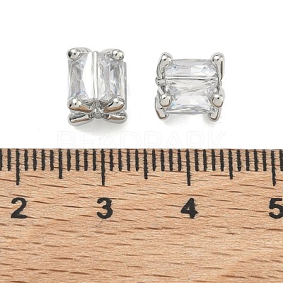 Brass Micro Pave Clear Cubic Zirconia Beads KK-D229-19P-1