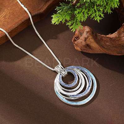 Multi Ring Zinc Alloy Enamel Pendant Necklaces for Women FS-WG47317-03-1