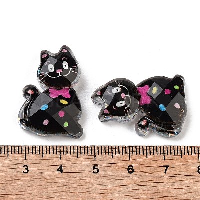 Transparent Resin Bowknot Kitten Decoden Cabochons RESI-M045-07C-1