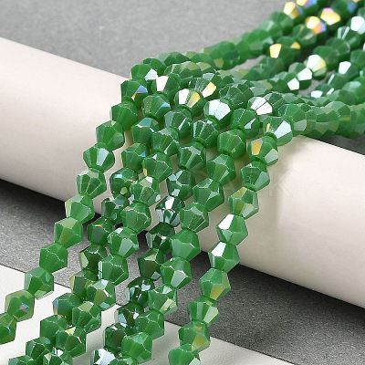 Opaque Solid Color Electroplate Glass Beads Strands EGLA-A039-P4mm-B08-1