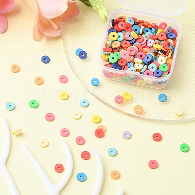 About 400pcs Multicoloured with Glitter Flat Round Handmade Polymer Clay  Beads